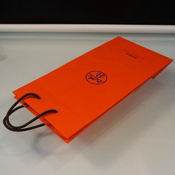 Hermes Original Shopping Gift Bag Iconic HERMÈS Slim Tall Orange 16.25" x 8" x 4 - Picture 6 of 8